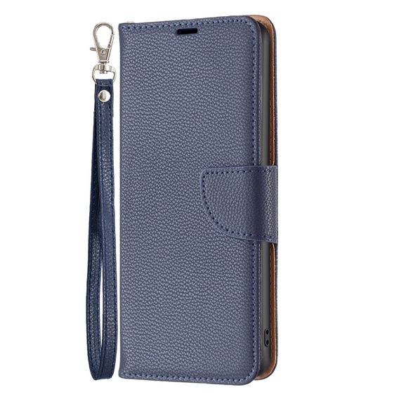Etui z klapką do Samsung Galaxy A15, Wallet Litchi Leather, niebieskie + szkło 9H