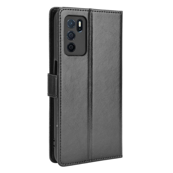 Etui z klapką do Oppo A16, Crazy Horse Wallet, czarne