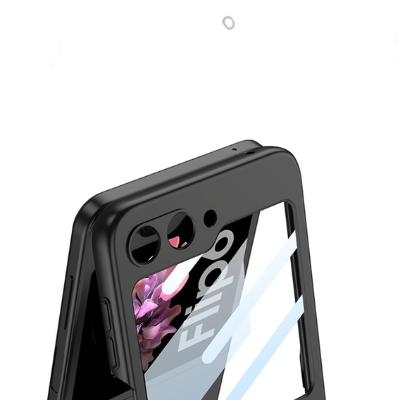 Etui GKK do Samsung Galaxy Z Flip7 FE / Z Flip6, Ring Holder, z paskiem, czarne