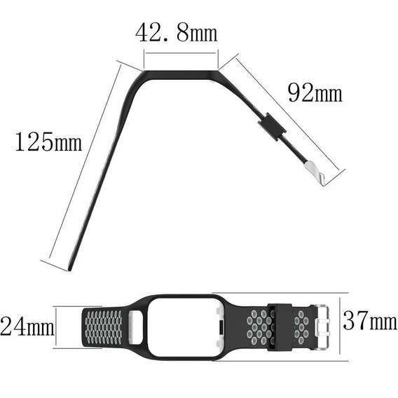 Pasek Silikonowy do TomTom Runner Spark 2/3, Czarny, Szary