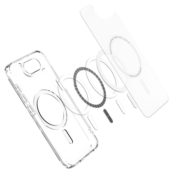 Etui z MagSafe Spigen do Iphone 16E, Ultra Hybrid, przezroczyste / białe + Szkło Hartowane 9H