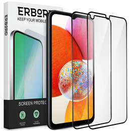 2x Szkło Hartowane do Samsung Galaxy A14 4G / A14 5G, ERBORD 3D pełne, szybka na cały ekran