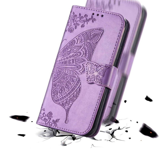 Etui z klapką do Oppo Reno 12 Pro, Butterfly, fioletowe