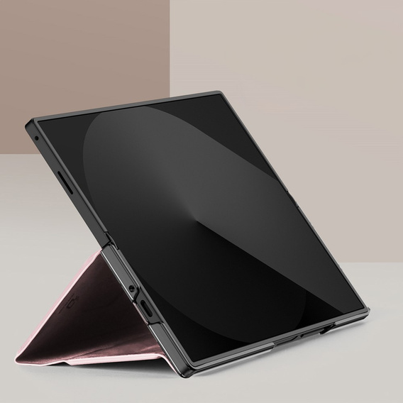 Etui Dux Ducis Bril Series do Samsung Galaxy Z Fold7 5G – różowe, skórzane, z funkcją podstawki