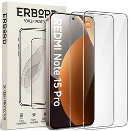 2x Szkło Hartowane do Xiaomi Redmi Note 15 Pro 5G, ERBORD 9H Hard Glass, szybka