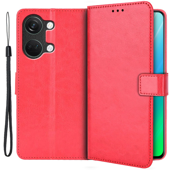 Etui z klapką do OnePlus Nord 3 5G, Crazy Horse Wallet, czerwone