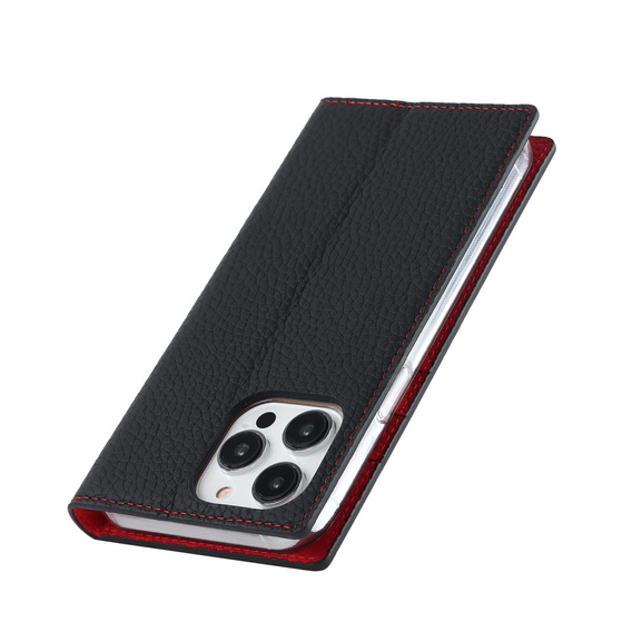 Etui z klapką do iPhone 14 Pro, Litchi Skin Grain, czarne