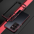 Etui bumper z metalową ramką do Samsung Galaxy S25 Ultra – czarno-czerwone