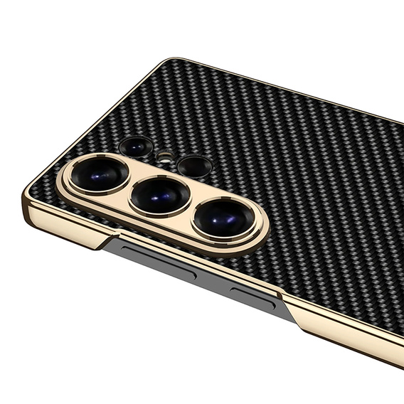 Etui do Samsung Galaxy S26 Ultra, Electro Frame Leather, z podstawką, carbon czarne