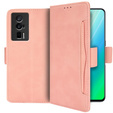 Etui z klapką do Poco F5 Pro 5G, Card Slot, różowe