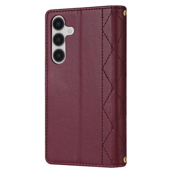 Etui z klapką do Samsung Galaxy A56 5G, Rhombus Crossbody Leather, bordowe