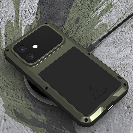 Etui Love Mei do iPhone 17, pancerne ze szkłem, czerwone