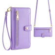 Etui z klapką do iPhone 16E, Wallet Zipper Pocket, fioletowe
