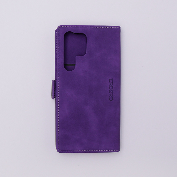 Etui do Samsung Galaxy S23 Ultra, ERBORD Vintage portfel z klapką, fioletowe