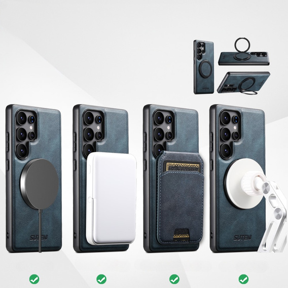 Etui Suteni G3 do Samsung Galaxy S25 Ultra z obrotową podstawką i MagSafe – niebieskie