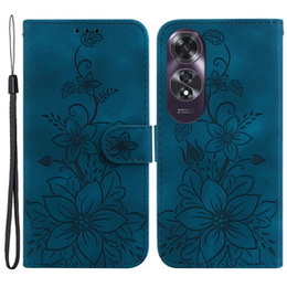 Etui z klapką do Oppo A60, Lily Flower, granatowe
