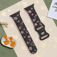Pasek Silikonowy do Apple Watch 1/2/3/4/5/6/7/8/9/10/11/SE 38/40/41/42mm, Floral, Czarny / Różowy