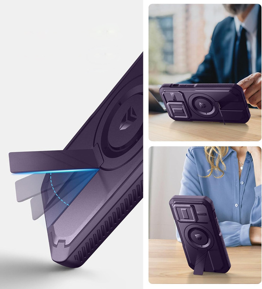 Etui Dexnor do iPhone 14 Pro – magnetyczne, z przesuwaną osłoną aparatu - fioletowe