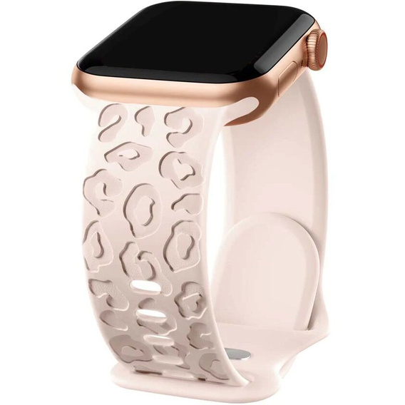 Pasek Silikonowy do Apple Watch 1/2/3/4/5/6/7/8/9/10/11/SE Ultra 1/2/3 42/44/45/46/49mm, Leopard, Różowy