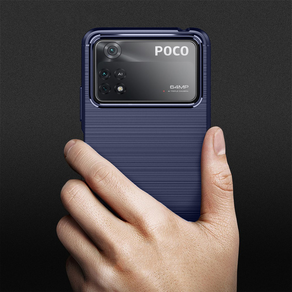 Etui do Xiaomi Poco X4 Pro 5G, Karbon, niebieskie
