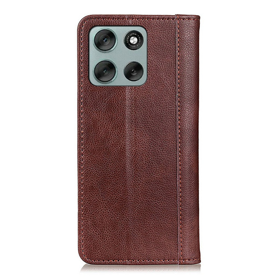 Etui z klapką do Motorola Moto G56 5G, Split Leather, brązowe