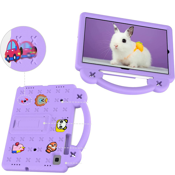 Etui do Samsung Galaxy Tab S6 Lite 10.4" 2020/2022/2024 / Tab A7 2020 T500 / T505 / Tab S6 T860/T865, Cute Patterns, z podstawką, Fioletowe