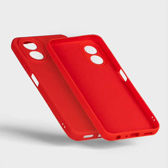 Etui do Oppo A18 4G / A38 4G, Silicone Lite, czerwone + szkło 9H