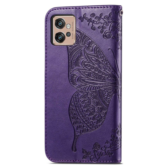 Etui z klapką do Motorola Moto G32, Butterfly, fioletowe