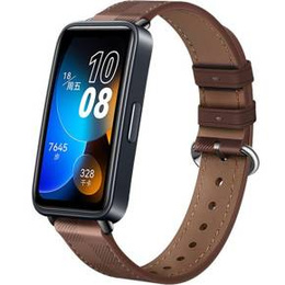 Pasek Skórzany do Huawei Band 10 / 9 / 8, z teksturą w kratkę, Brązowy