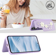 Etui do Samsung Galaxy A55 5G, Leather Flower Card Slot, fioletowe