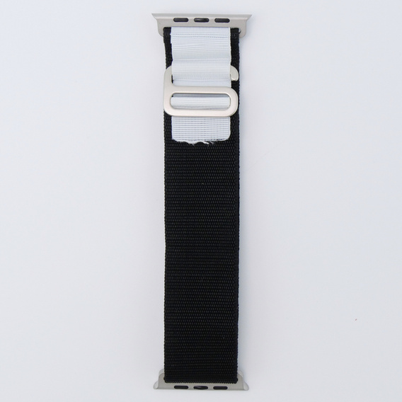 Pasek Nylonowy do Apple Watch 1/2/3/4/5/6/7/8/9/10/11/SE Ultra 1/2/3 42/44/45/46/49mm, Czarny / Biały
