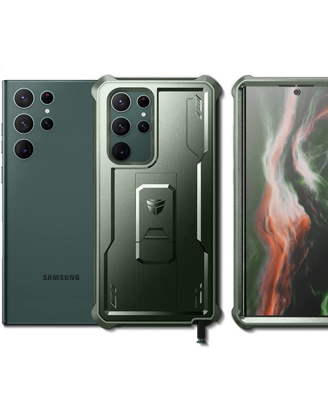 Etui pancerne do Samsung Galaxy S22 Ultra, Dexnor Full Body, zielone