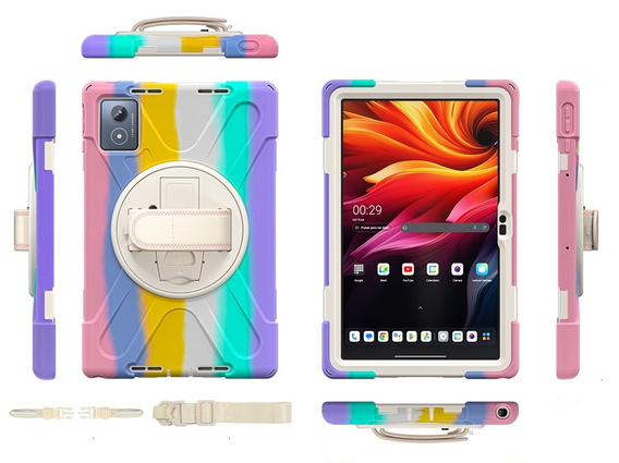 Pancerne etui do Lenovo Tab K11 Plus, z podstawką i paskiem na ramię – wielokolorowe