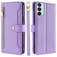 Etui z klapką do Samsung Galaxy M15 5G, Wallet Zipper Pocket, fioletowe