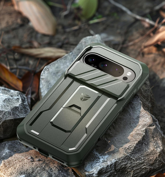 Etui pancerne do Google Pixel 9 Pro, Dexnor Full Body (Two Frames), zielone
