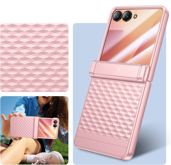 Etui do Samsung Galaxy Z Flip7 5G, PC Case, ze szkłem, różowe