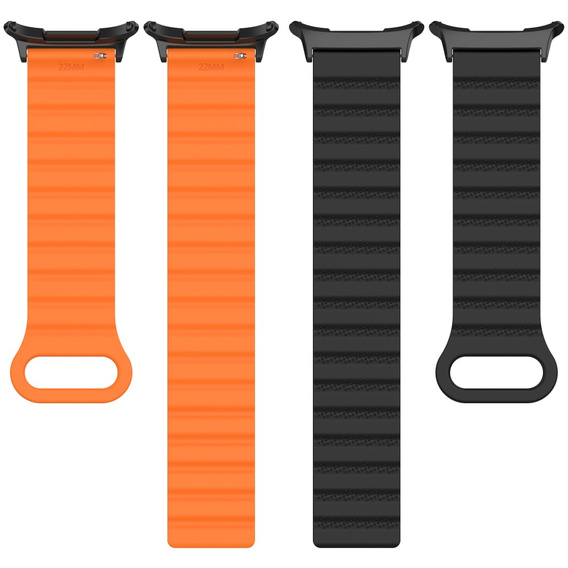 Pasek Silikonowy do Samsung Galaxy Watch Ultra 47mm (2025 / 2024), Czarny/Pomarańczowy