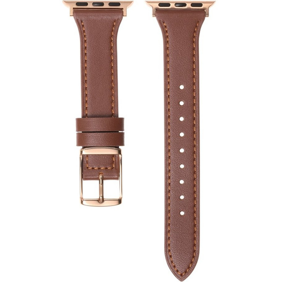 Pasek Skórzany do Apple Watch 1/2/3/4/5/6/7/8/9/10/11/SE 38/40/41/42mm, Brązowy