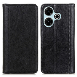 Etui z klapką do Xiaomi Redmi 13, Split Leather, czarne