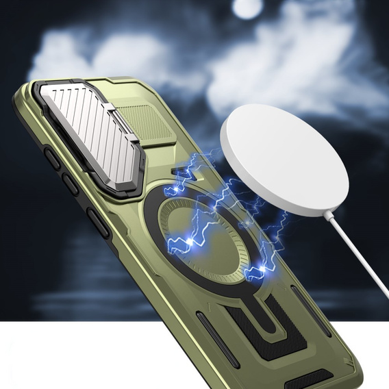 Etui do Samsung Galaxy S24 FE, Military MagSafe with camera protection, zielone