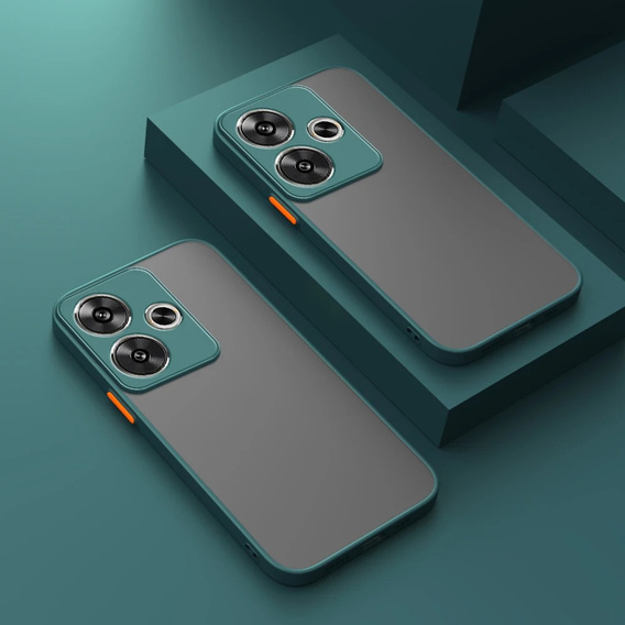Etui silikonowe do Xiaomi Poco F6, z ochroną aparatu, przezroczyste / zielone
