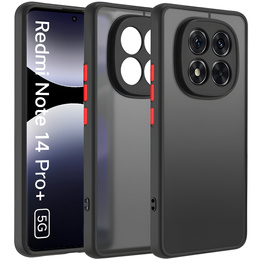 Etui silikonowe do Xiaomi Redmi Note 14 Pro+ 5G, z ochroną aparatu, przezroczyste / czarne