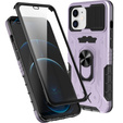Etui Shockproof do iPhone 11, z osłoną na aparat i podstawką, fioletowe