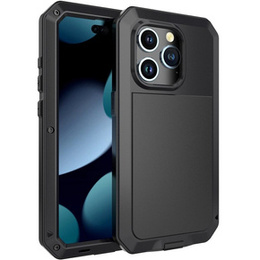 Etui do iPhone 15 Pro Max, pancerne, z wbudowanym szkłem, czarne