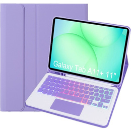 Etui z podświetlaną klawiaturą Bluetooth i touchpadem do Samsung Galaxy Tab A11+ – fioletowe