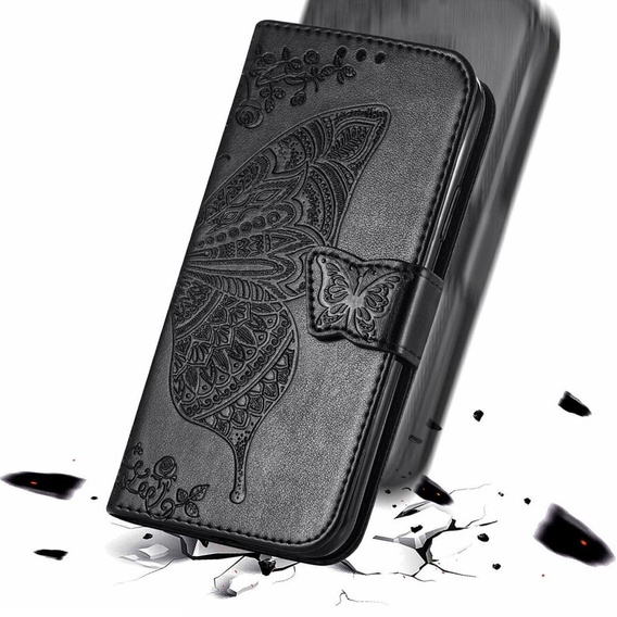 Etui z klapką do Infinix Hot 40i, Butterfly, czarne