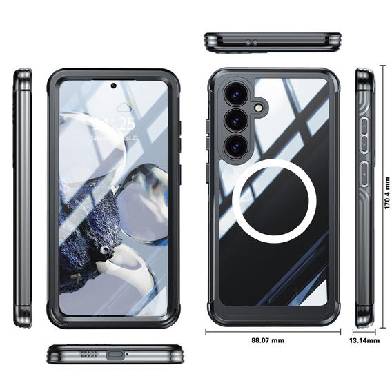 Etui do Samsung Galaxy S25 FE, Shockproof, ze szkłem, do MagSafe, czarne