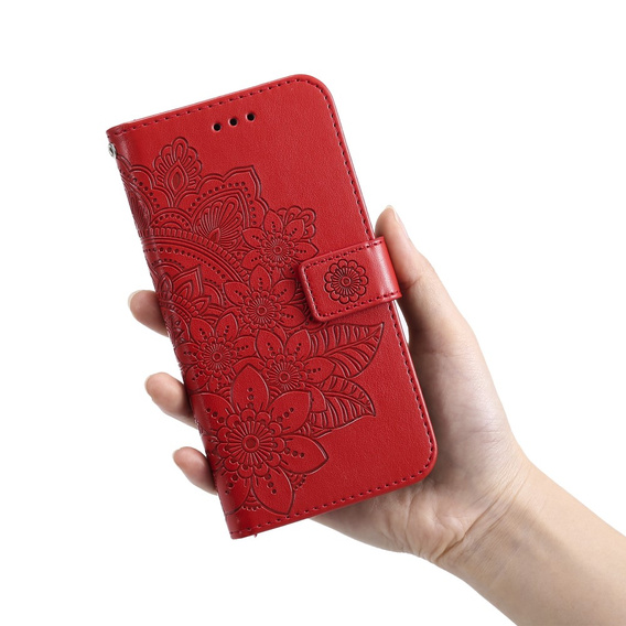 Etui z klapką do Xiaomi Redmi Note 12 4G, Mandala Flower, czerwone