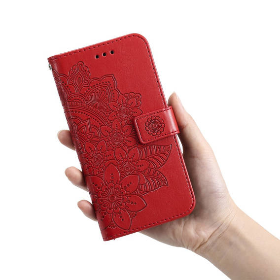 Etui z klapką do Xiaomi Redmi Note 12 4G, Mandala, czerwone