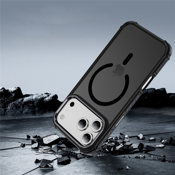 Etui pancerne do iPhone 17 Pro Max, Matt Case, do MagSafe, matowe z czarną ramką
